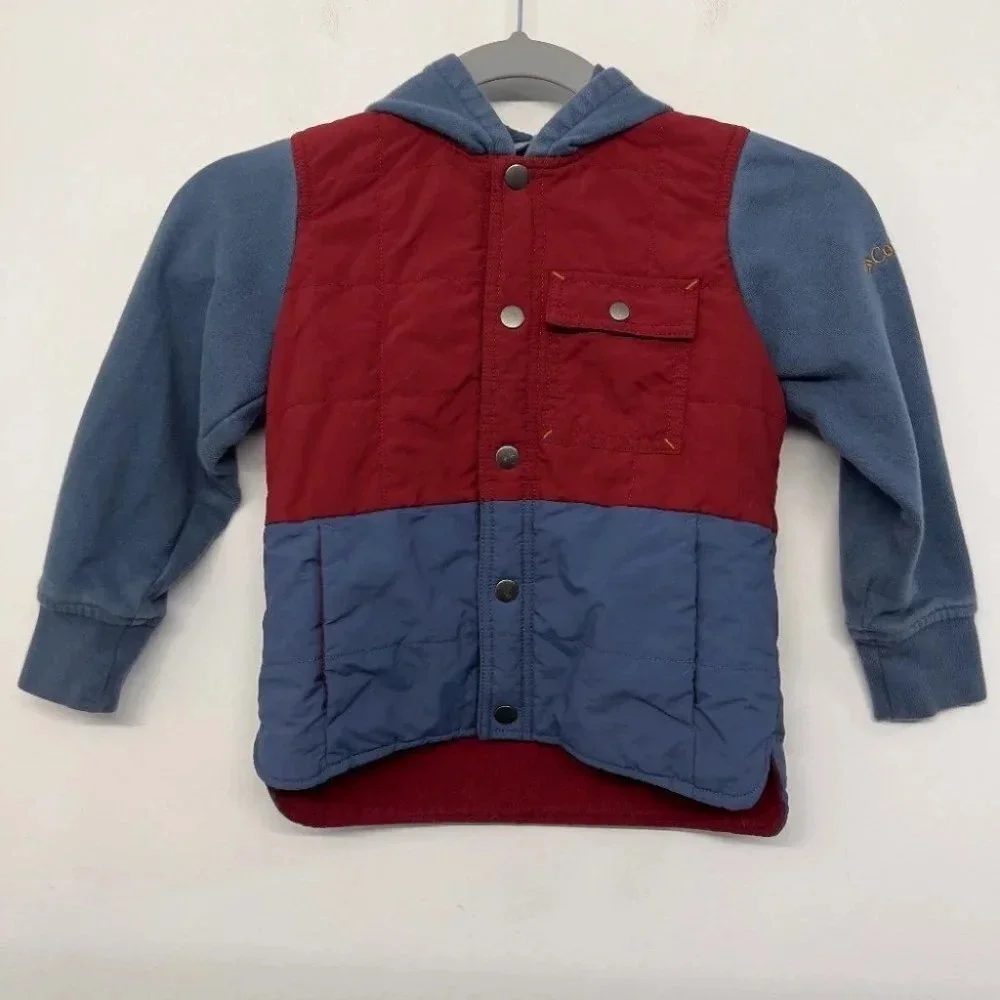 Columbia XXS‎ Kids Boys Sweater Coat Hoodie Lightweight Blue Red